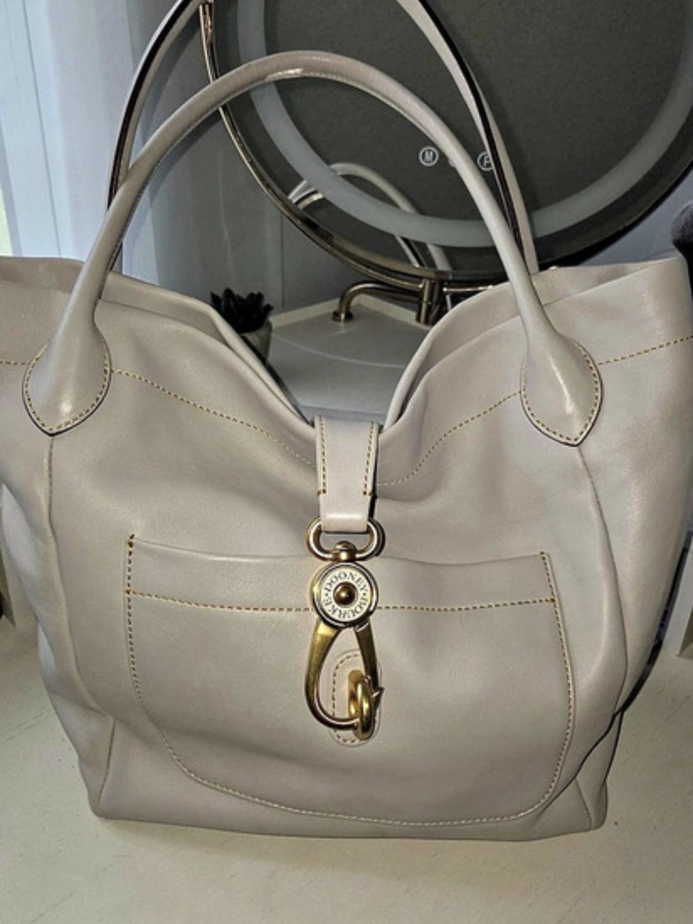 Dooney & Bourke Large Leather Belvedere Logo Lock Tote